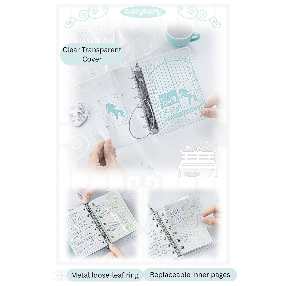 Vintage Window A7 Glitter Binder Journal