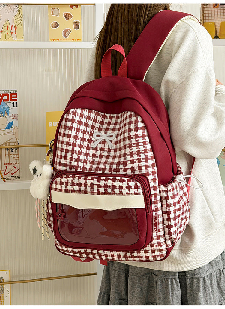 Plaid Vibe Large Capacity Ita Backpack