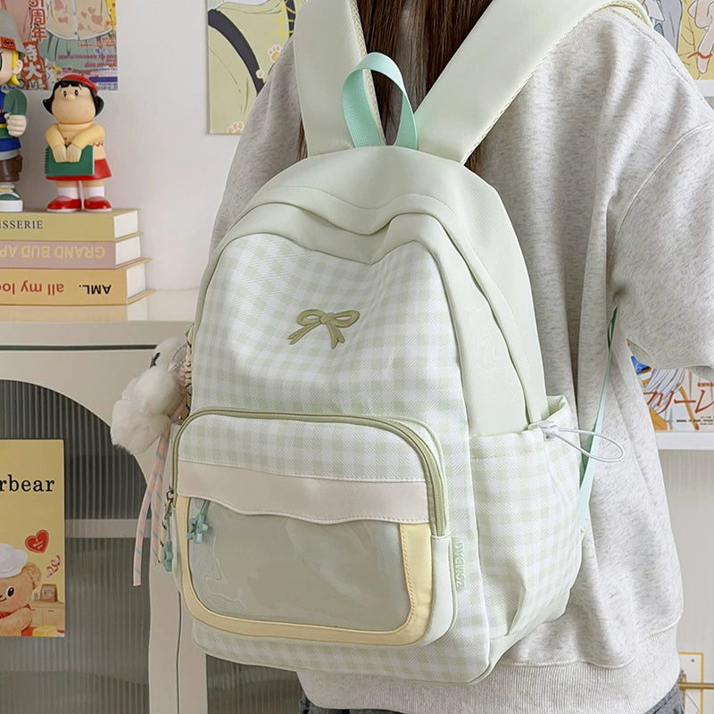 Plaid Vibe Large Capacity Ita Backpack