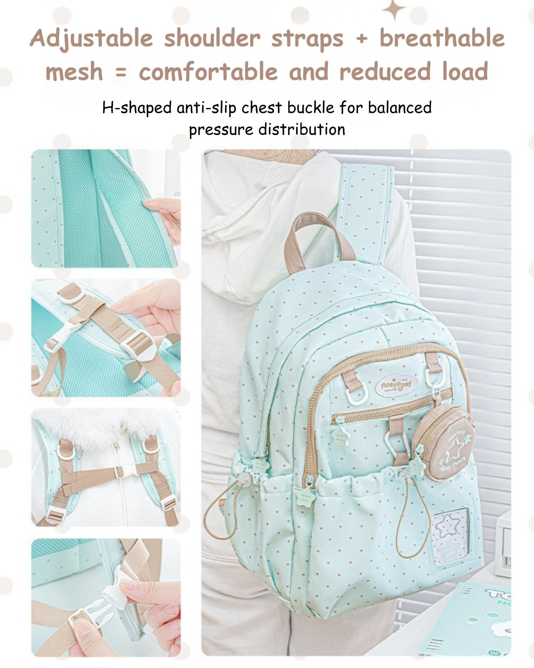 Limited Color Edition – Cream Star Drawstring Backpack