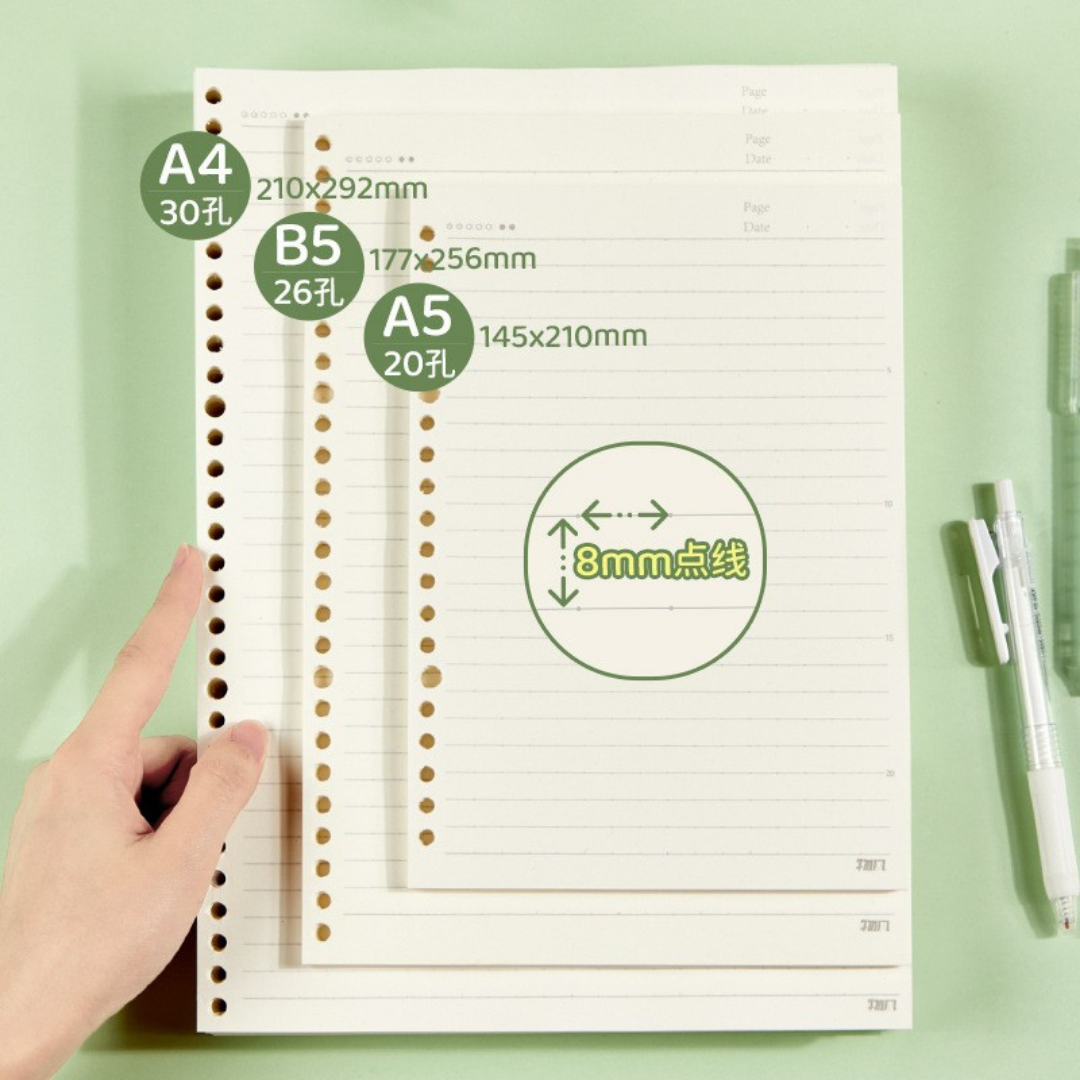 Loose-Leaf Refill Inserts – B5 / A5 / A4 Sizes