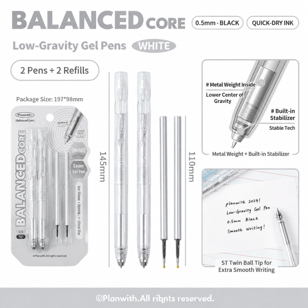Low Gravity Efficiency Gel Pen Set, 0.5mm Black