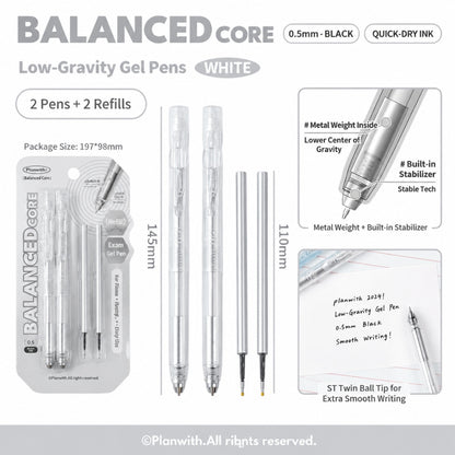 Low Gravity Efficiency Gel Pen Set, 0.5mm Black