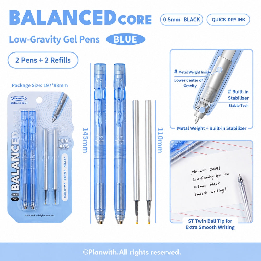 Low Gravity Efficiency Gel Pen Set, 0.5mm Black