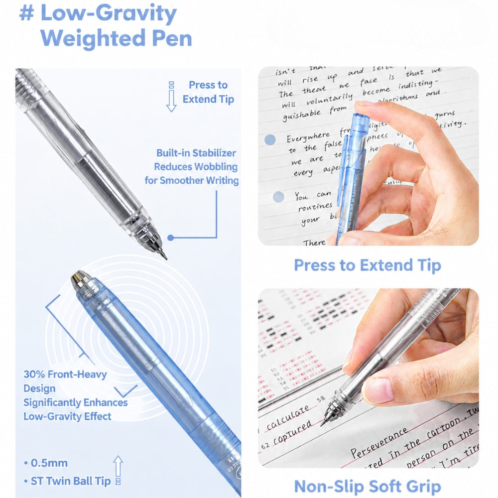Low Gravity Efficiency Gel Pen Set, 0.5mm Black