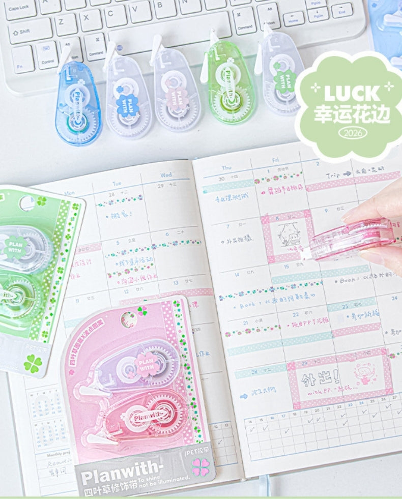 Lucky Clover PET Decorative Tape for Journaling & Note-Taking