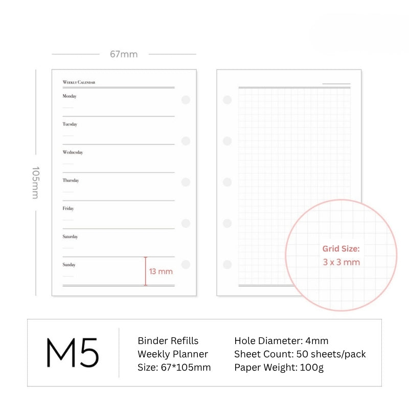 Weekly Focus Grid Planner Binder Refills