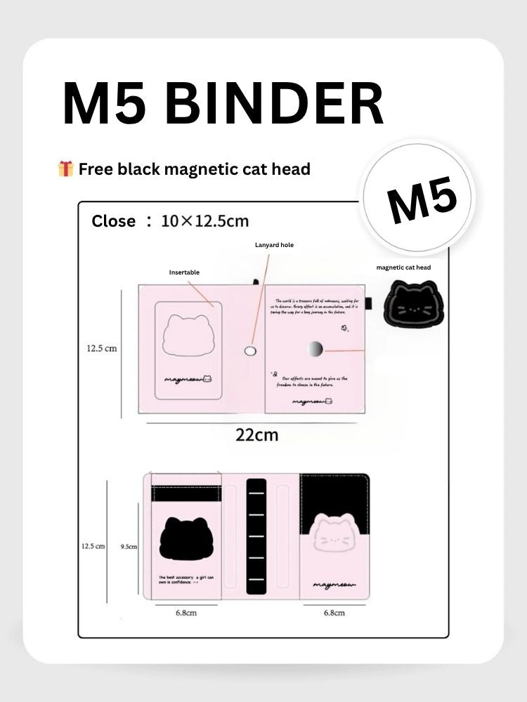 M5 Magnetic Cat Leather Binder Cover