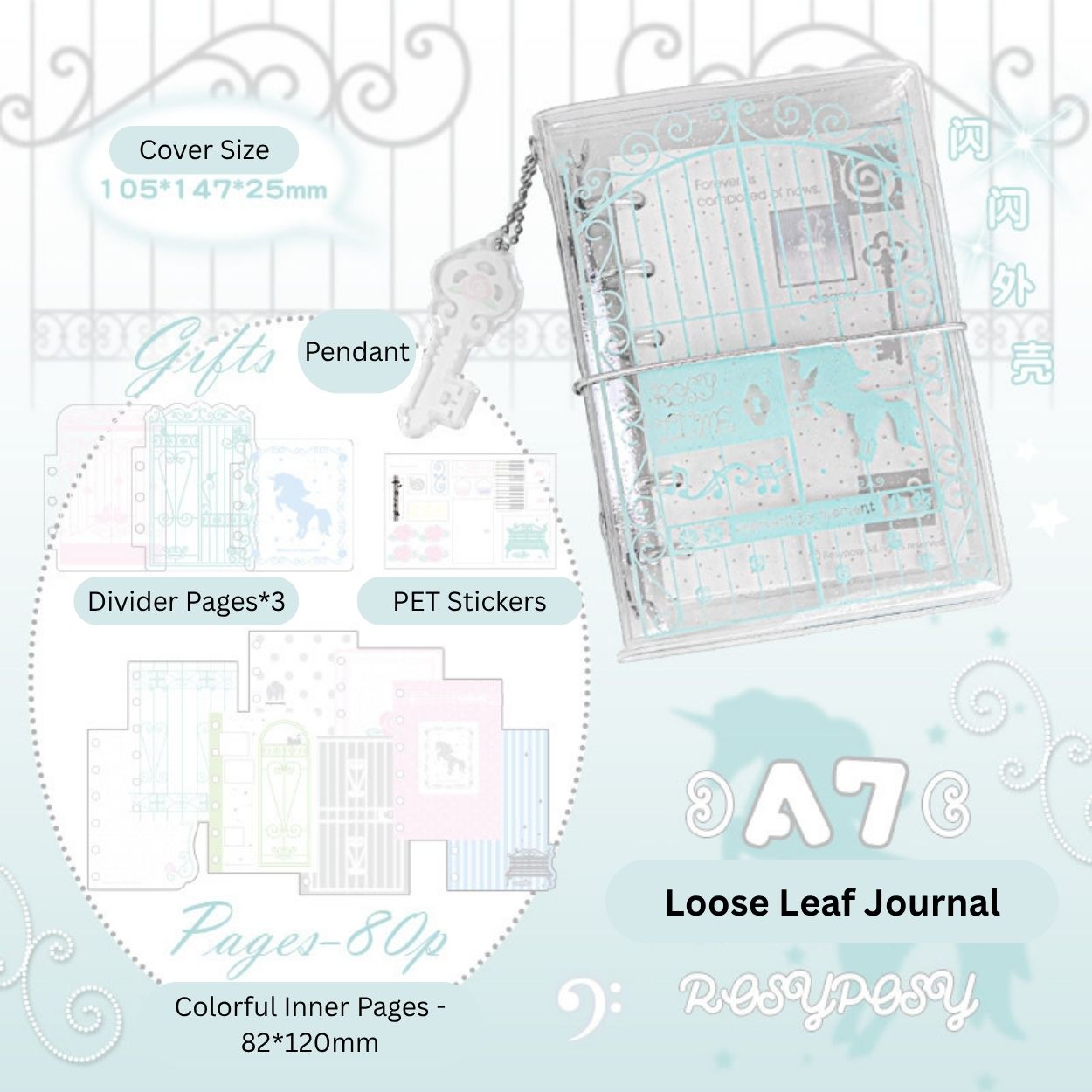 Vintage Window A7 Glitter Binder Journal