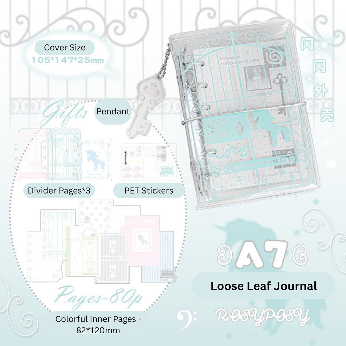 Vintage Window A7 Glitter Binder Journal
