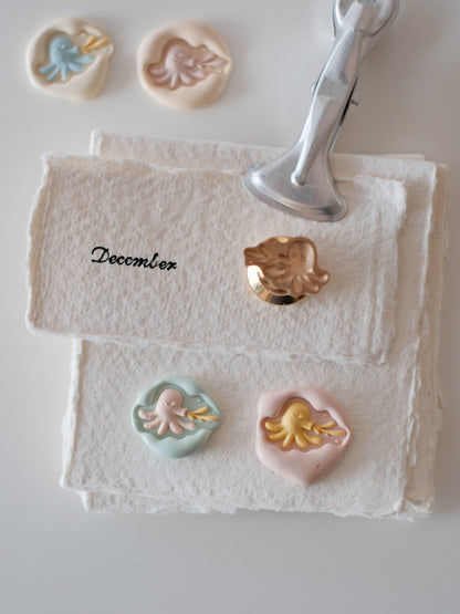 Brass Relief Food/Dessert Themes Wax Seal Stamps Head & Wooden Handle