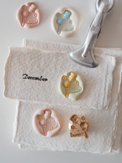 Brass Relief Food/Dessert Themes Wax Seal Stamps Head & Wooden Handle