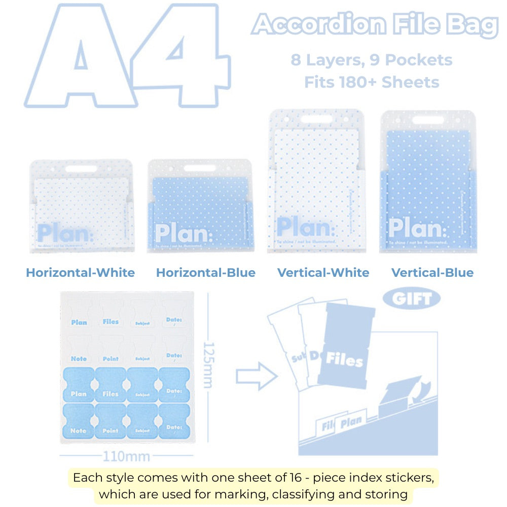 NOUS A4 Accordion File Folder - Polka Dot Edition