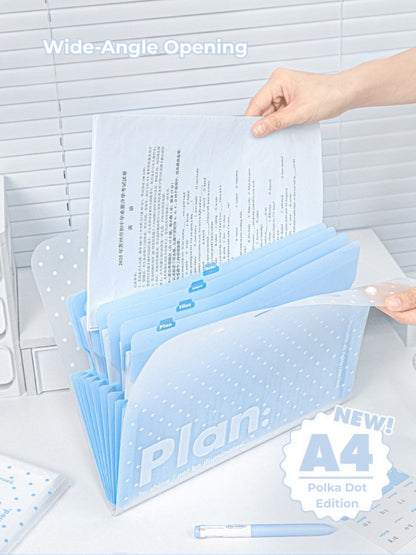 NOUS A4 Accordion File Folder - Polka Dot Edition