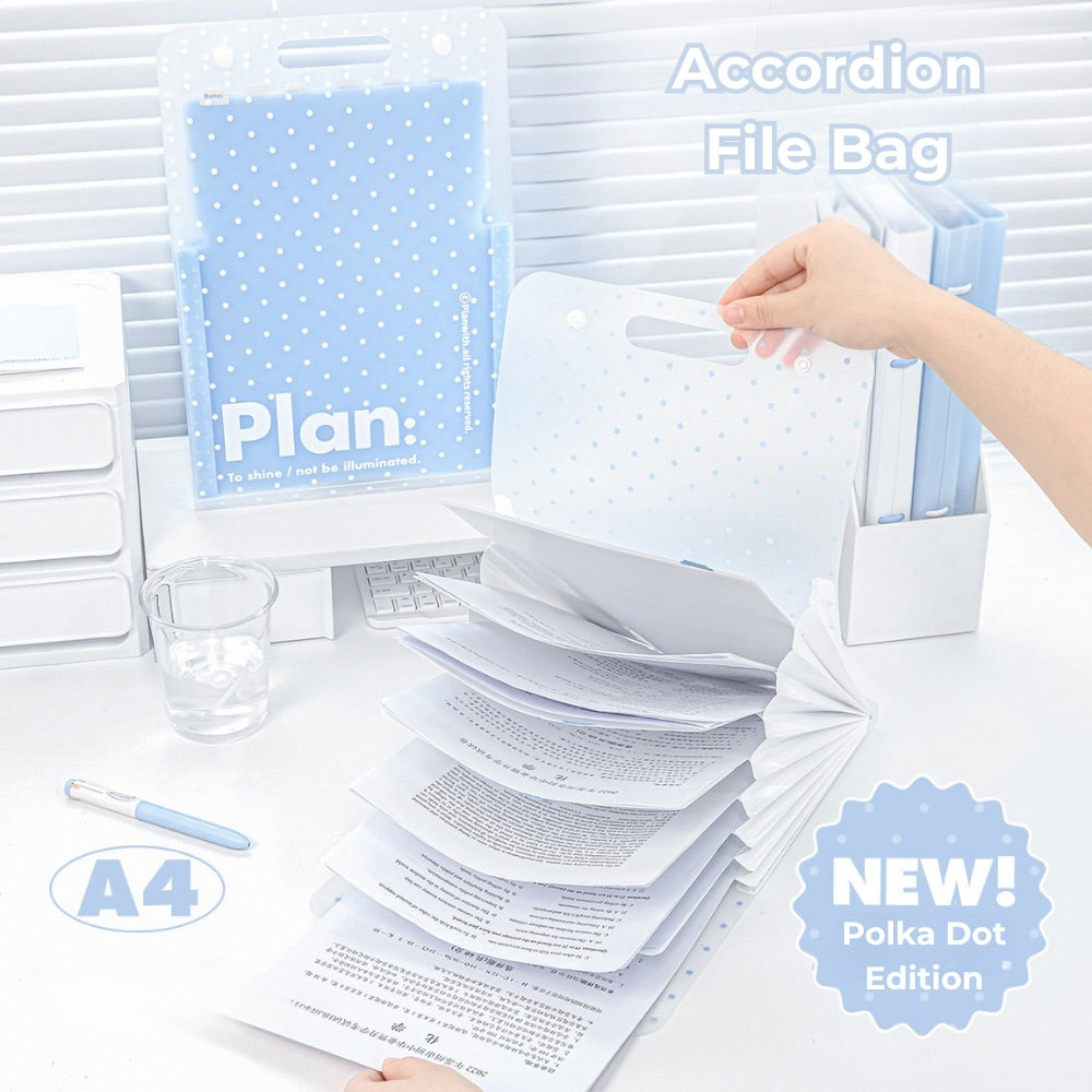 NOUS A4 Accordion File Folder - Polka Dot Edition
