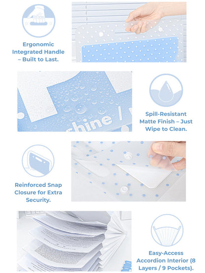 NOUS A4 Accordion File Folder - Polka Dot Edition