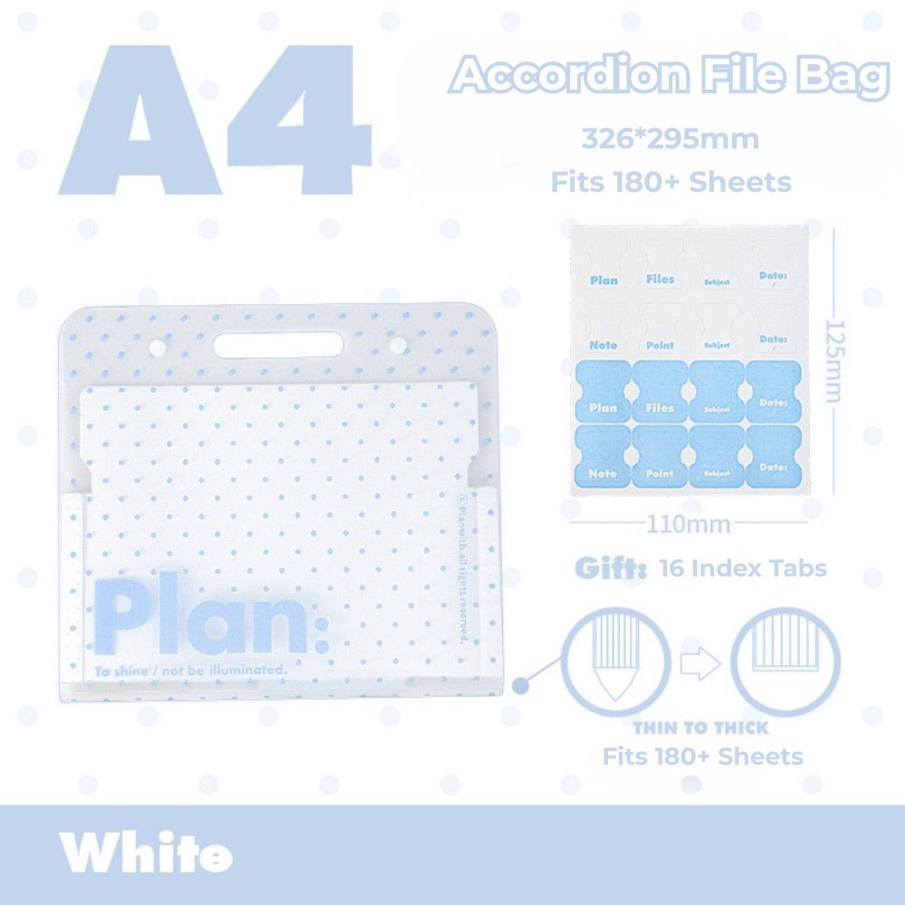 NOUS A4 Accordion File Folder - Polka Dot Edition