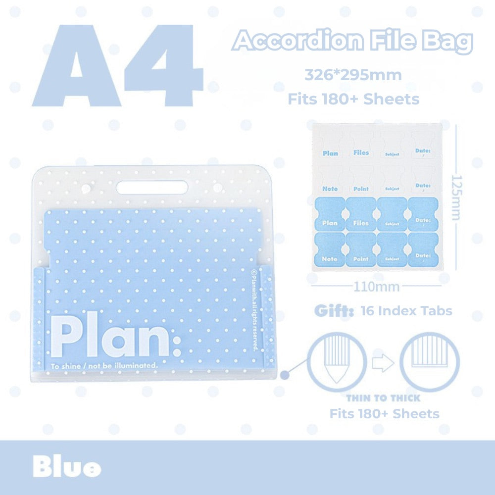 NOUS A4 Accordion File Folder - Polka Dot Edition
