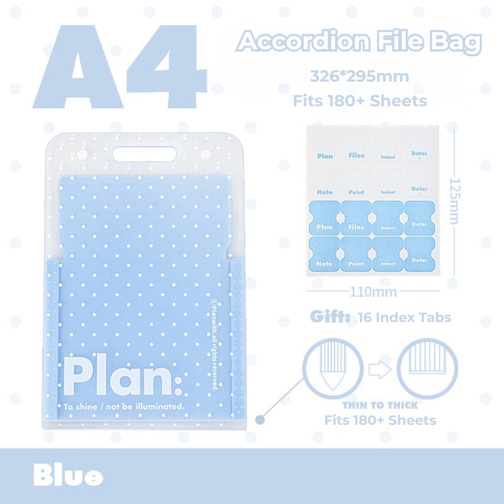 NOUS A4 Accordion File Folder - Polka Dot Edition