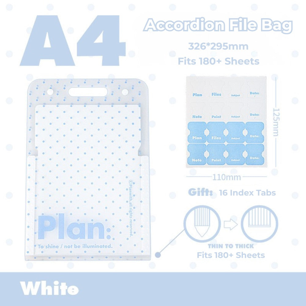 NOUS A4 Accordion File Folder - Polka Dot Edition