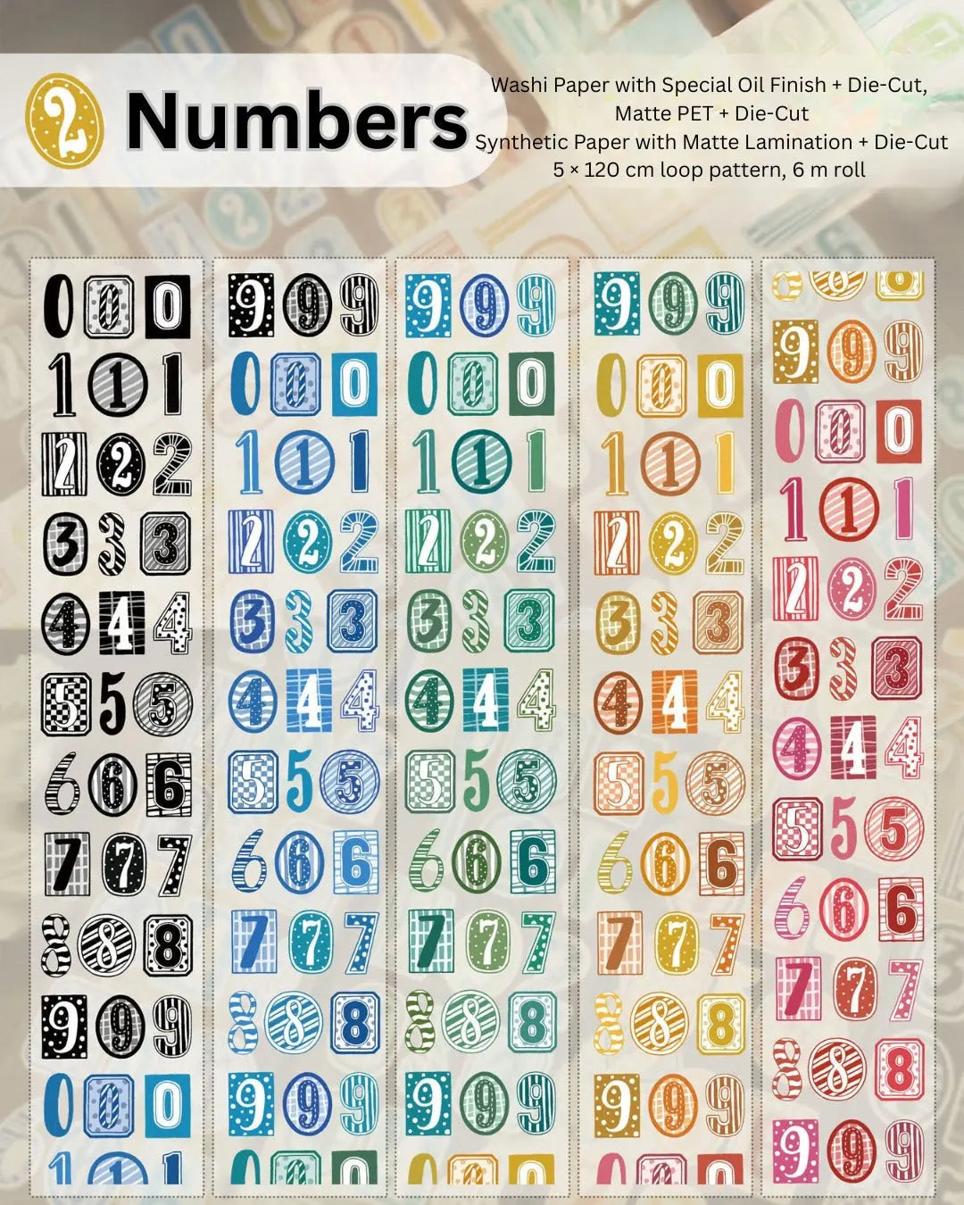 Number Match Stickers – Die-Cut Washi & PET Rolls ChicChoi