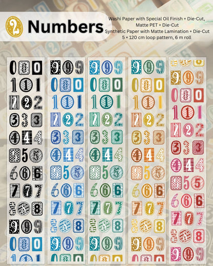 Number Match Stickers – Die-Cut Washi & PET Rolls