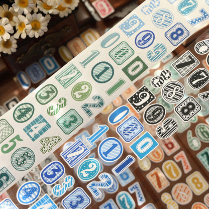 Number Match Stickers – Die-Cut Washi & PET Rolls