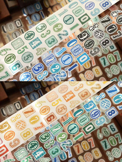 Number Match Stickers – Die-Cut Washi & PET Rolls