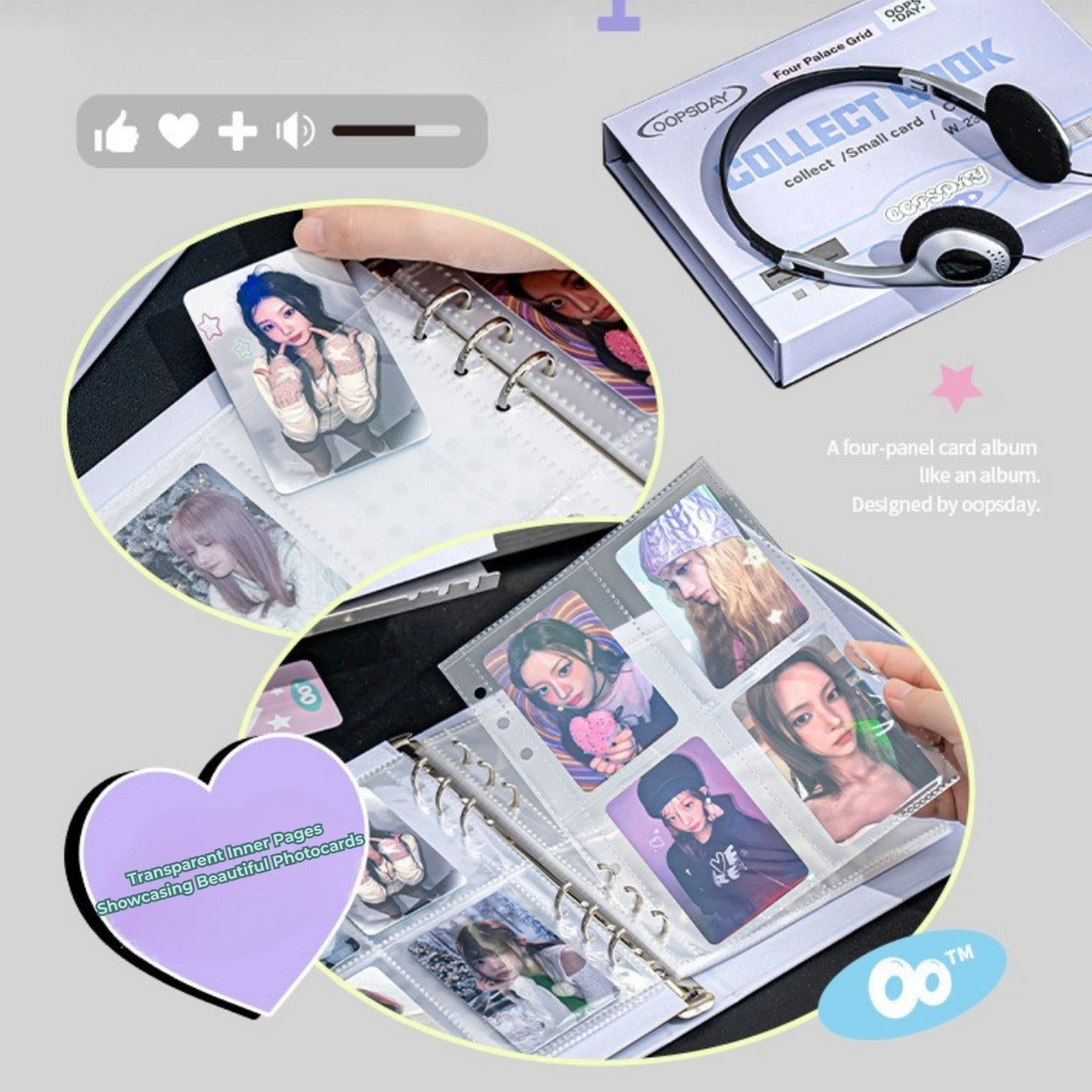 OOPSDAY Retro Style 4-Pocket Card Binder