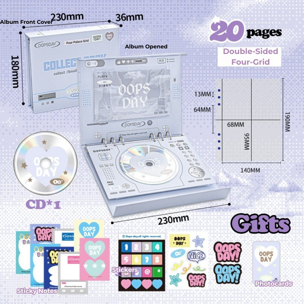 OOPSDAY Retro Style 4-Pocket Card Binder