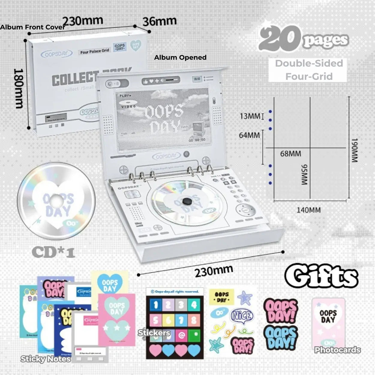 OOPSDAY Retro Style 4 Pocket Card Binder