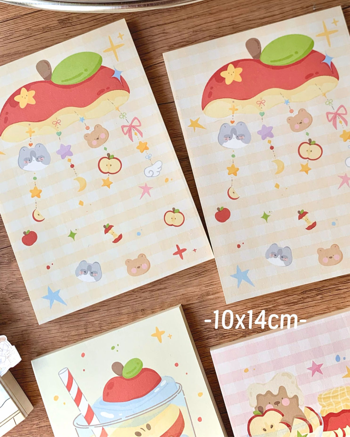 Original Aesthetic Apple Cat Memo Pad Set