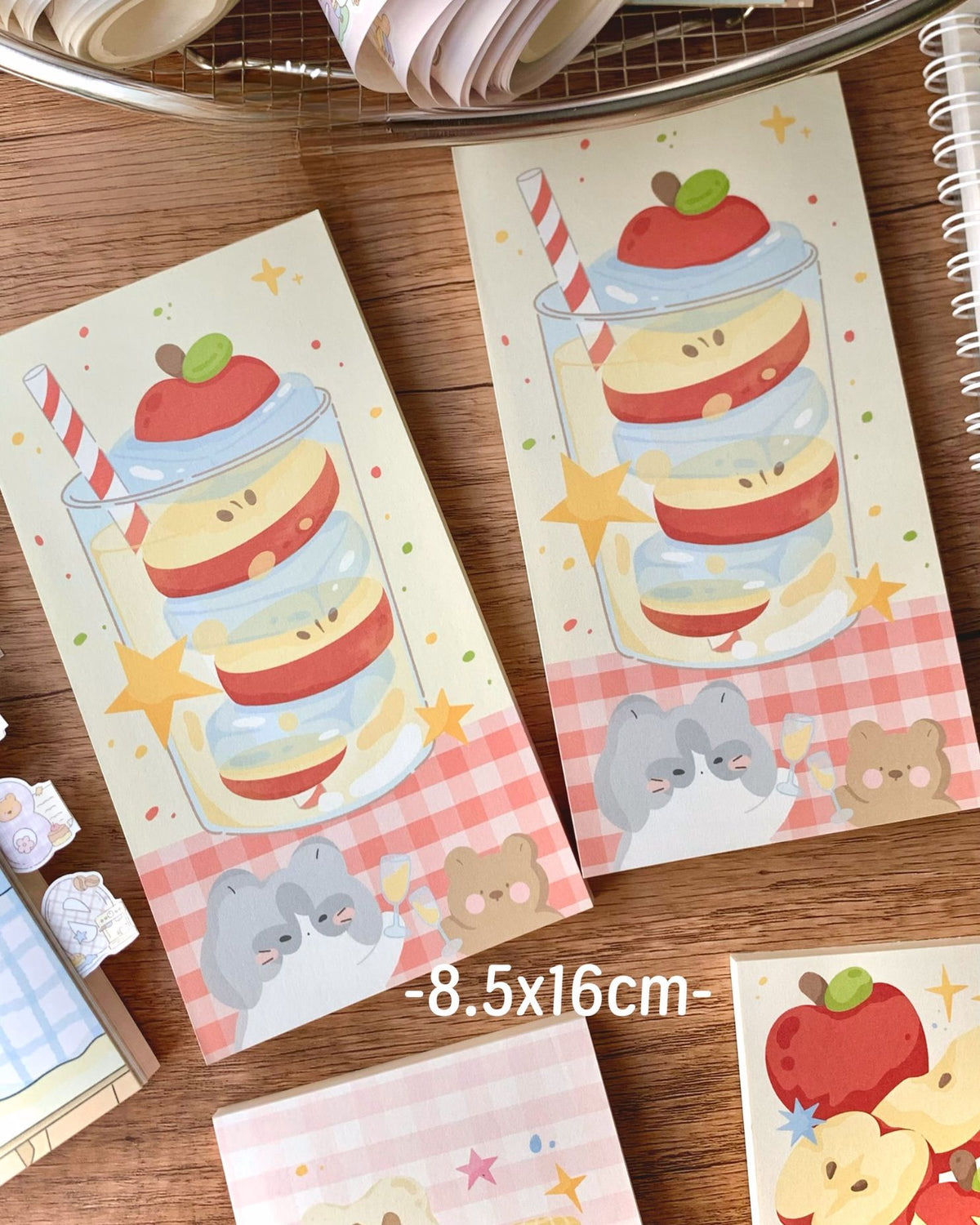Original Aesthetic Apple Cat Memo Pad Set