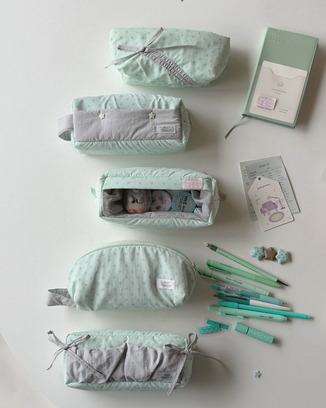 Original Mint Ash Polka Dot Pencil Pouch