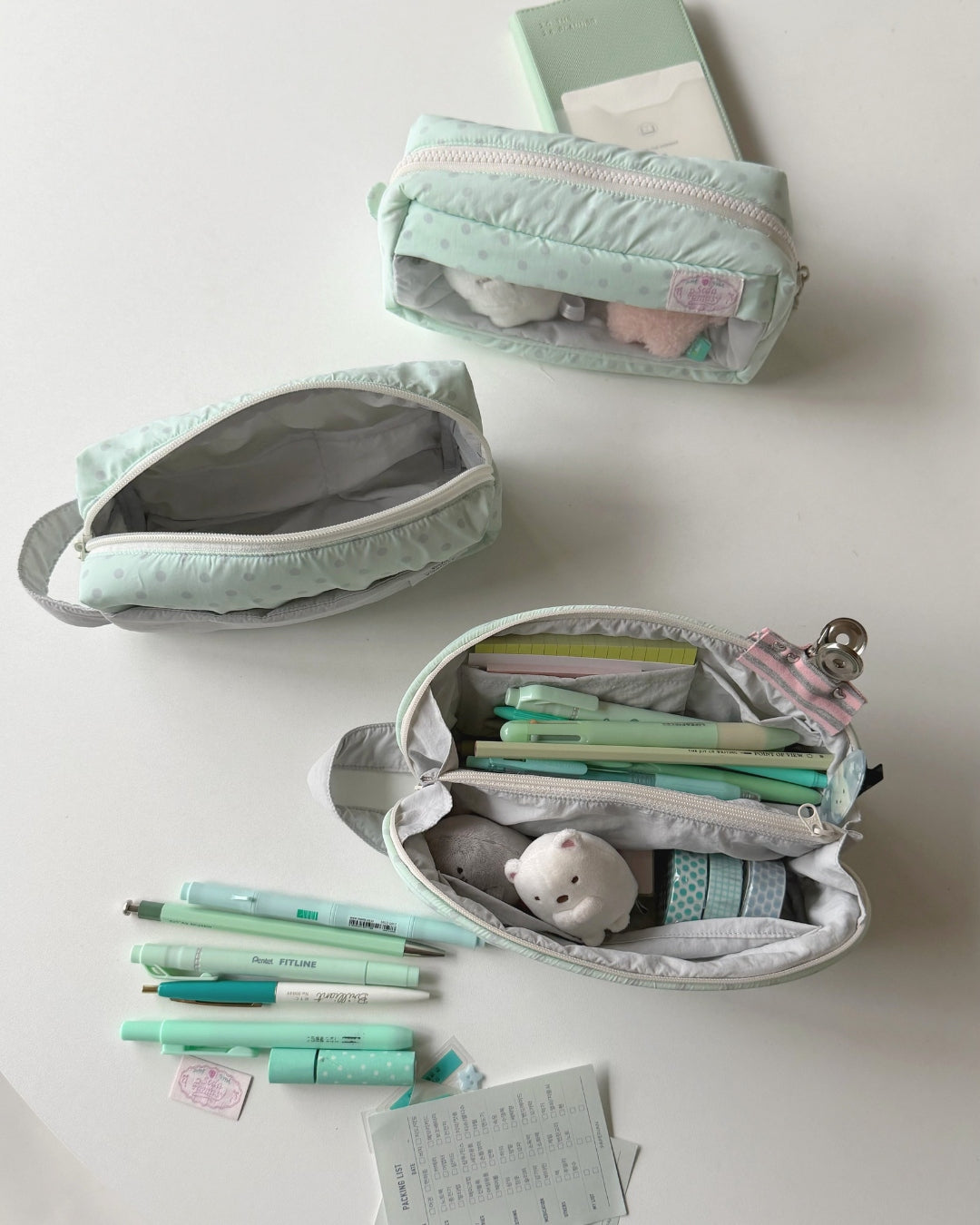 Original Mint Ash Polka Dot Pencil Pouch