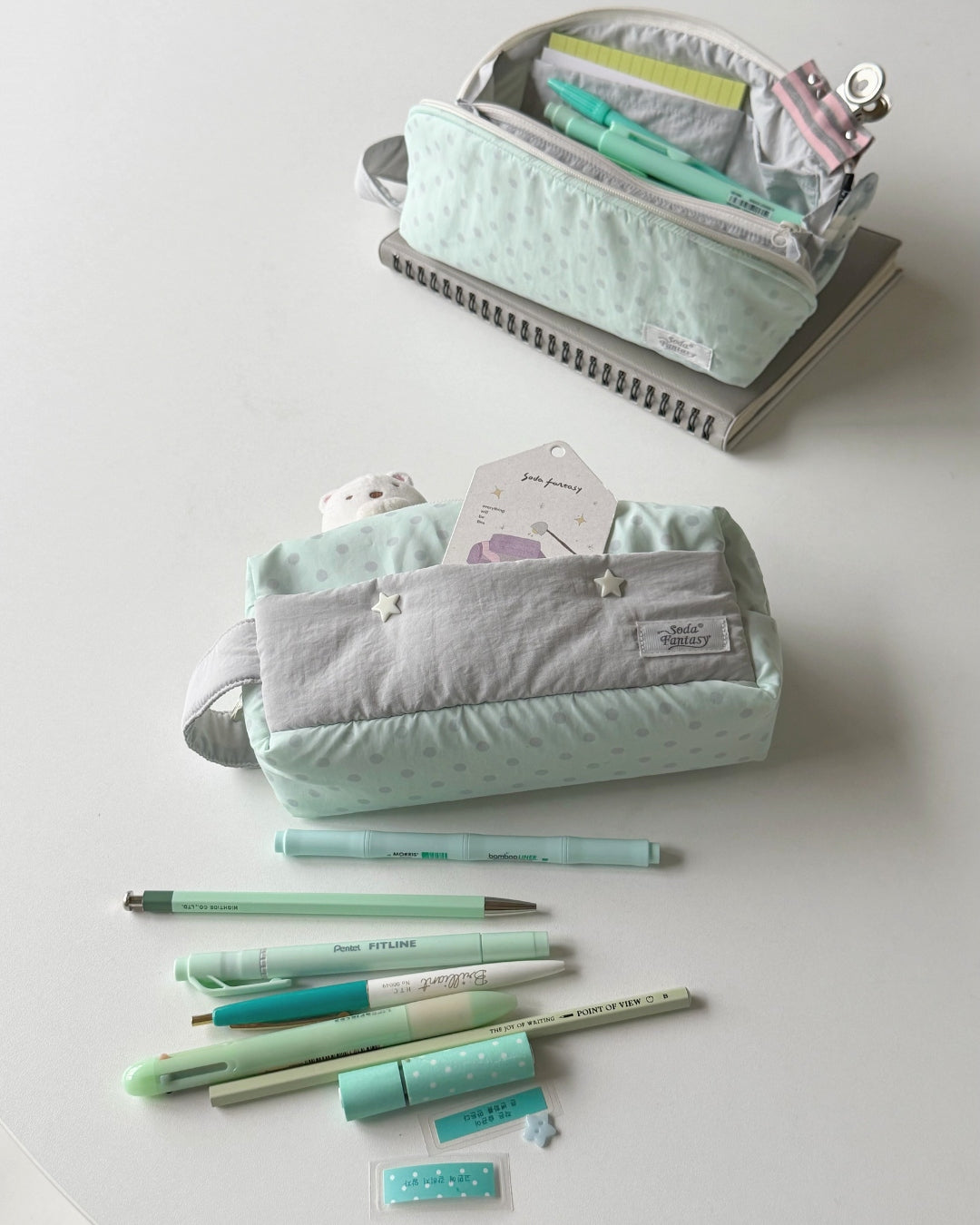 Original Mint Ash Polka Dot Pencil Pouch