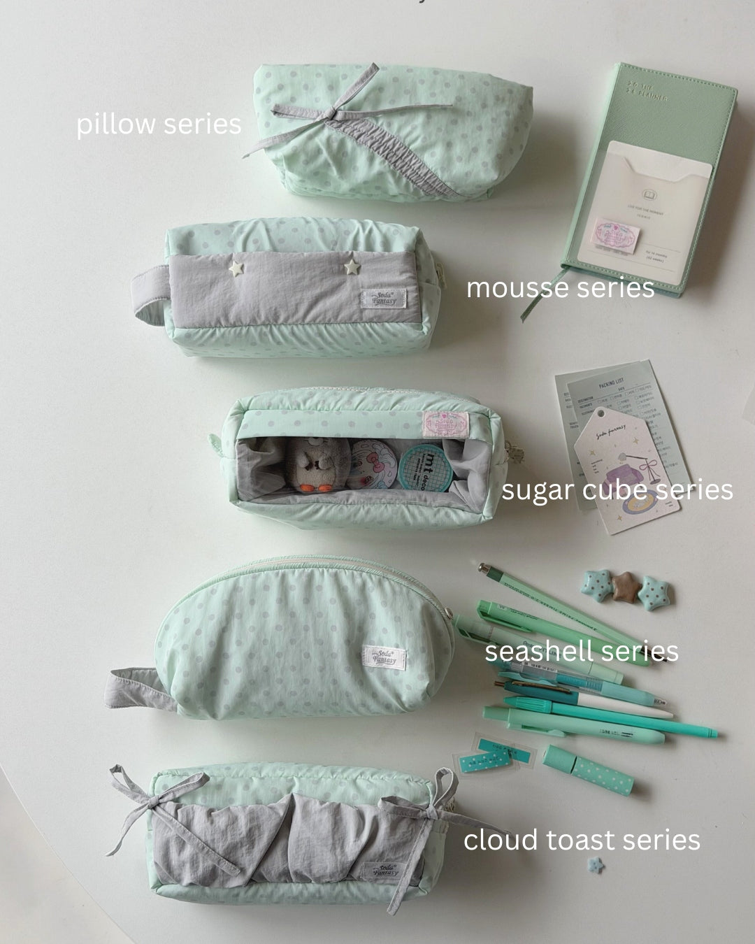 Original Mint Ash Polka Dot Pencil Pouch