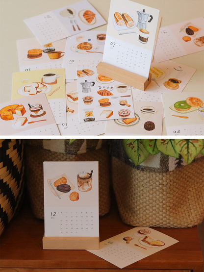 Original 2025 Coffee Bread Hand-painted Illustration Calendar