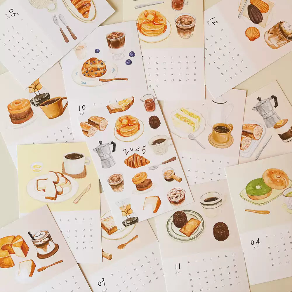 Original 2025 Coffee Bread Hand-painted Illustration Calendar