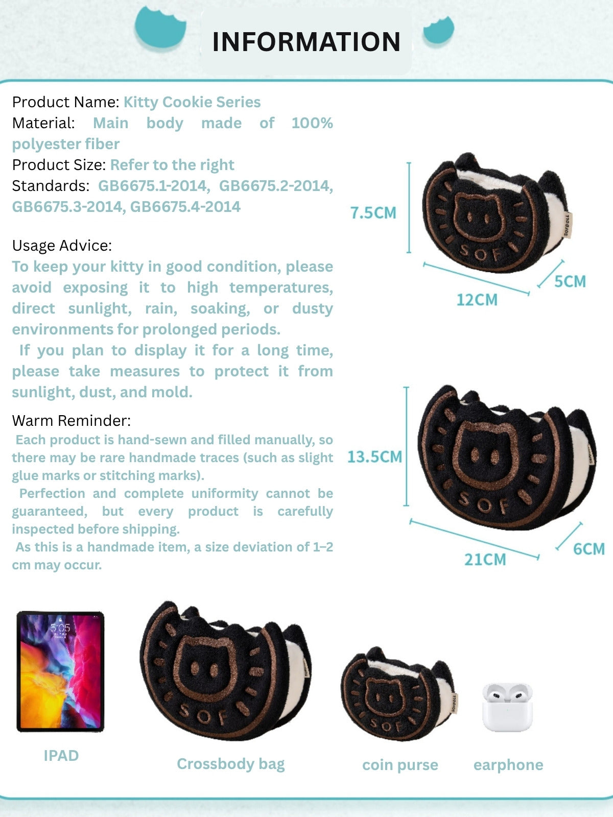 Original Cookie Cat Plush Coin Purse & Crossbody Bag