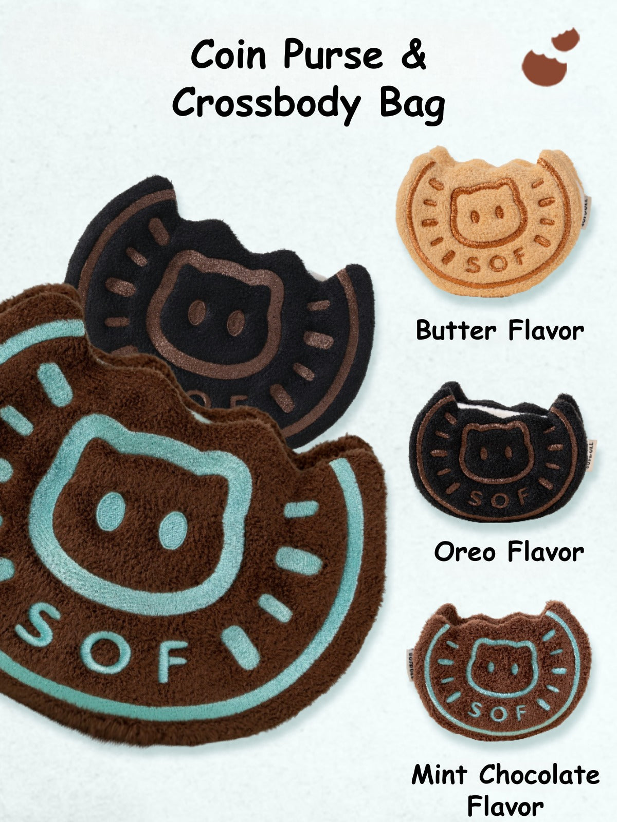 Original Cookie Cat Plush Coin Purse & Crossbody Bag