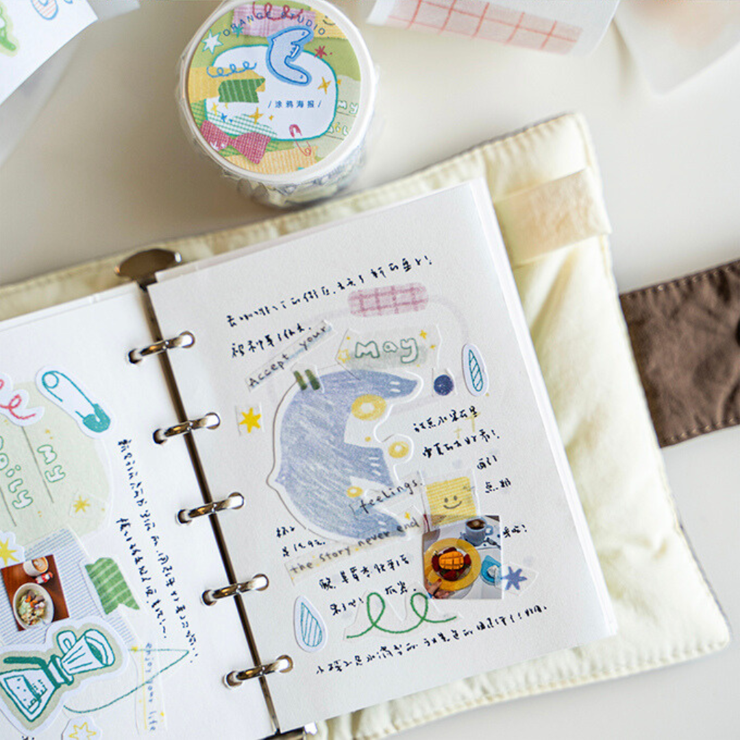 Background Pattern & Doodle Decorative Washi Tape and Sticker