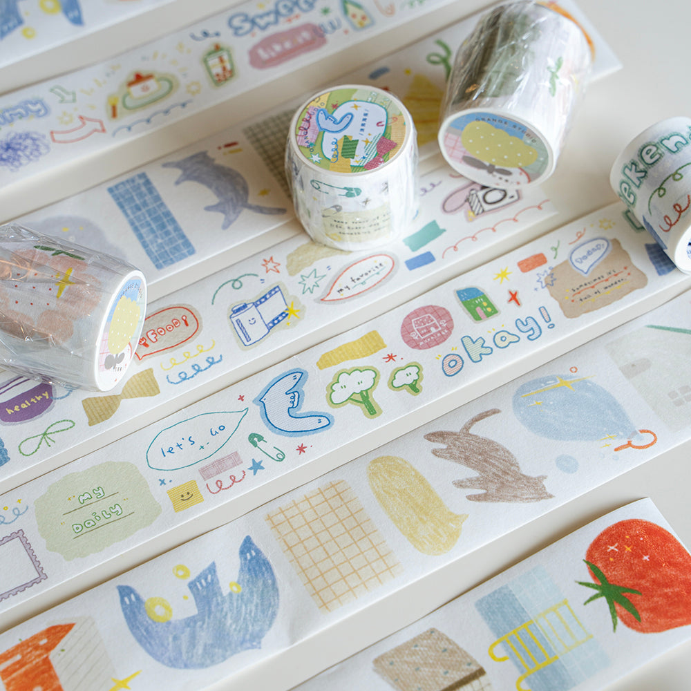 Background Pattern & Doodle Decorative Washi Tape and Sticker