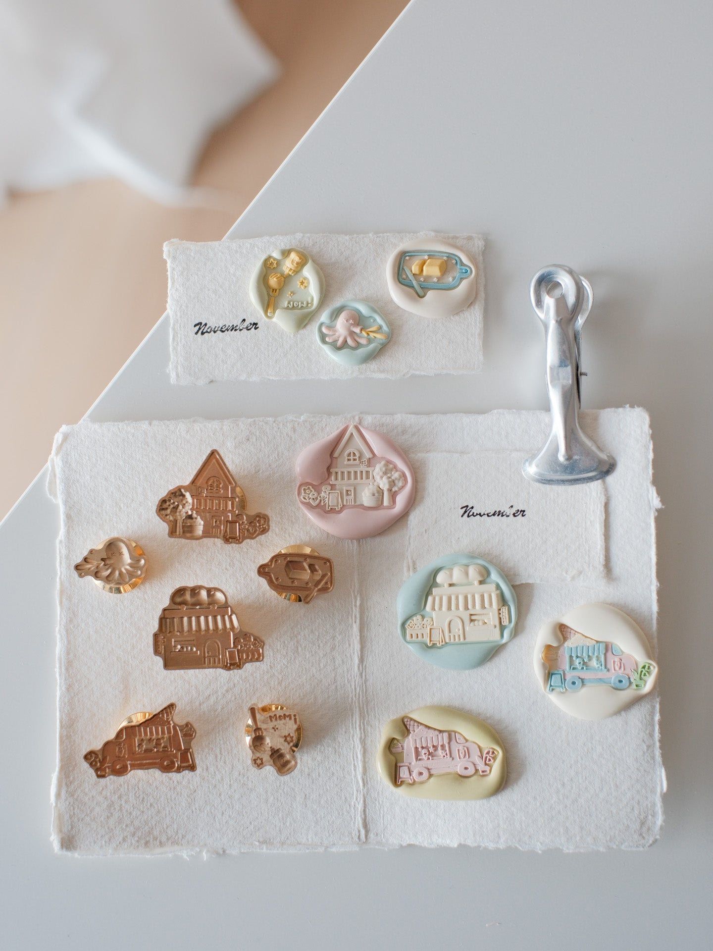 Brass Relief Food/Dessert Themes Wax Seal Stamps Head & Wooden Handle