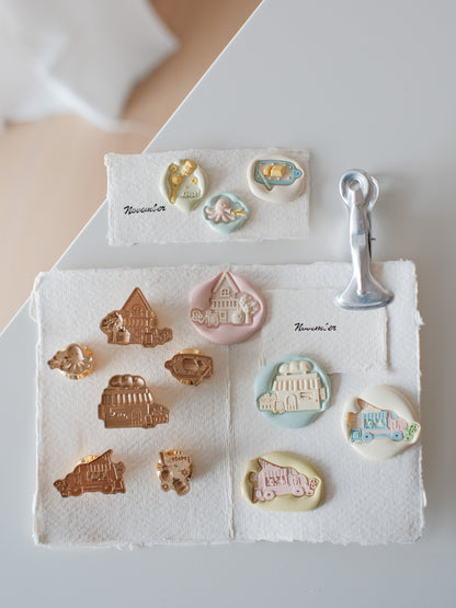 Brass Relief Food/Dessert Themes Wax Seal Stamps Head & Wooden Handle