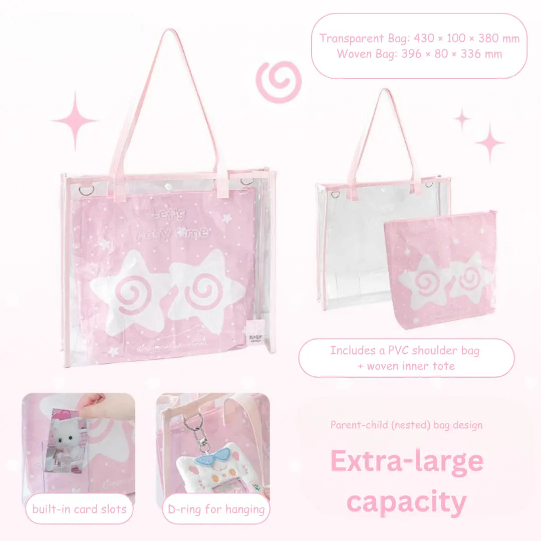Oversized Transparent Tote Inner Woven Bag
