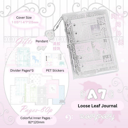 Vintage Window A7 Glitter Binder Journal