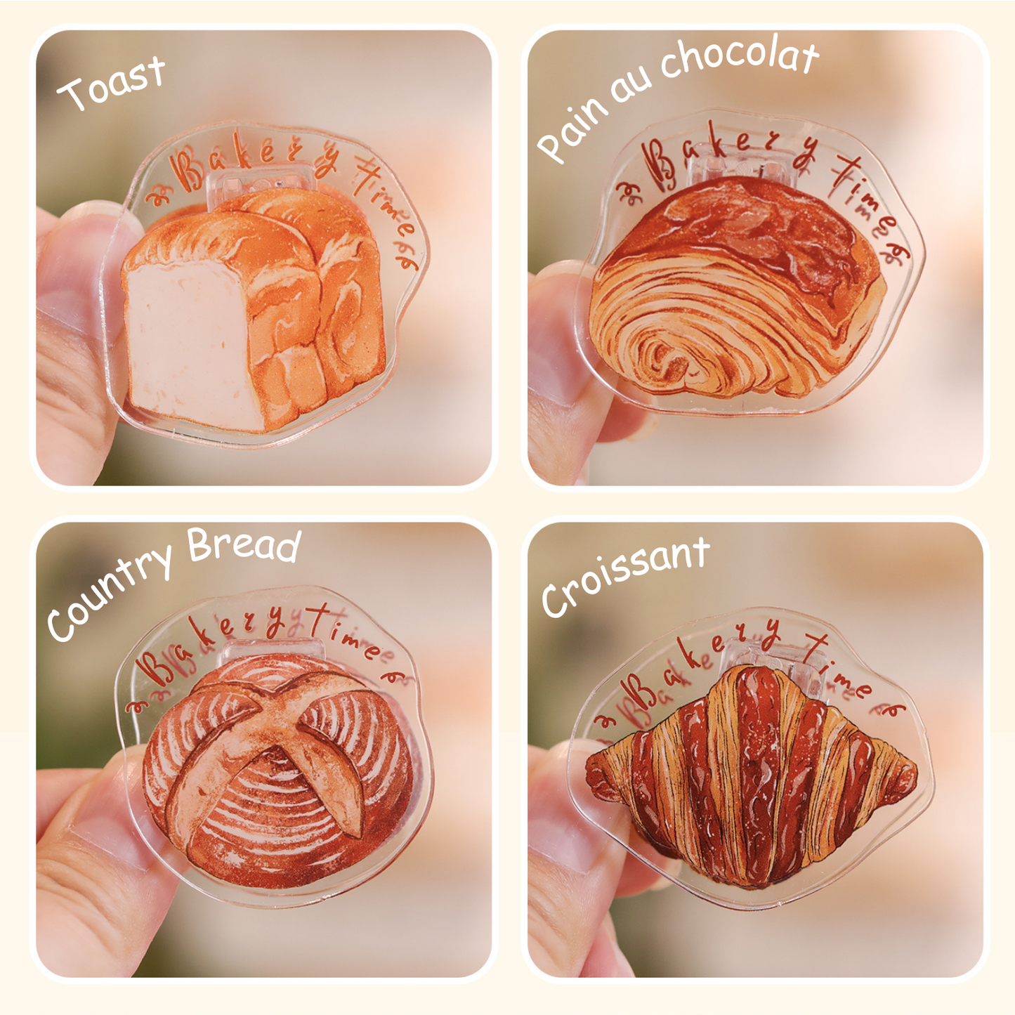 Cute Acrylic Clip Bread Series - 24 Type