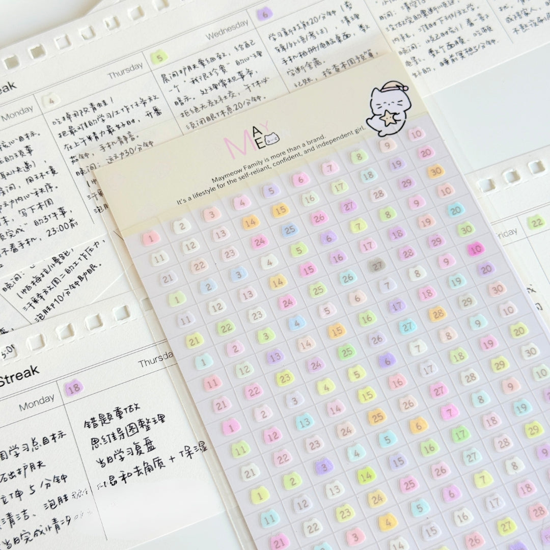 "Pat the Cat Head" Cute Kitty-Shaped Mini Highlight Stickers