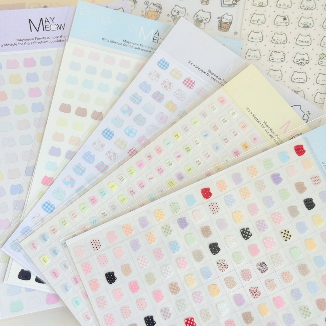 "Pat the Cat Head" Cute Kitty-Shaped Mini Highlight Stickers